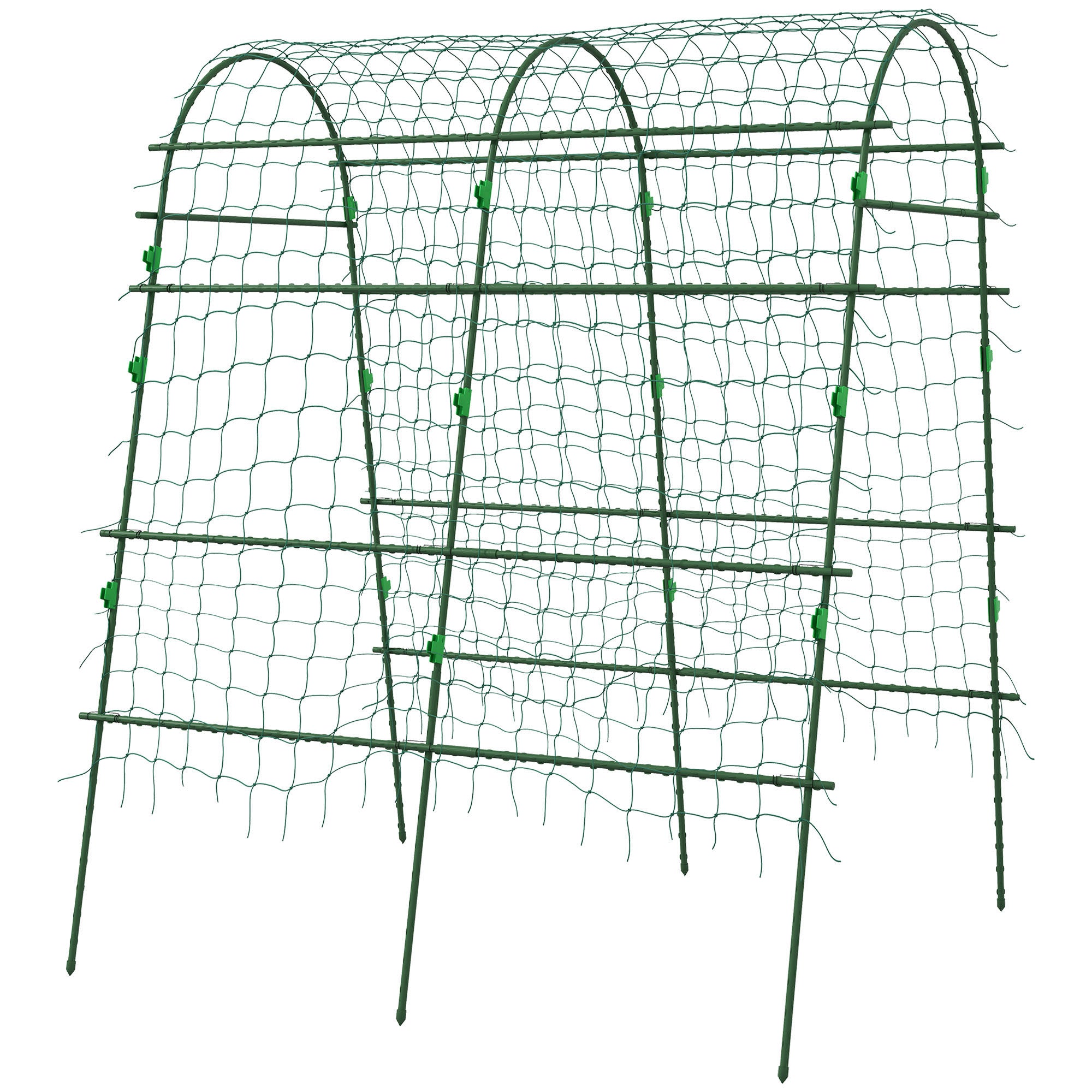 Outsunny Metal Garden Trellis, Arch Trellis for Climbing Plants Outdoor, A-Frame, with Climbing Net, 57" x 66" x 81"