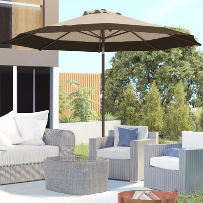 Outsunny 9 x 9 ft Outdoor Umbrella with Tilt, Patio Market Table Umbrella Parasol with Crank, Deep Brown