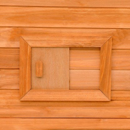 PawHut Large Wooden Outdoor Cat House with Large Run for Play, Catio for Lounging, and Condo Area for Sleeping, Natural