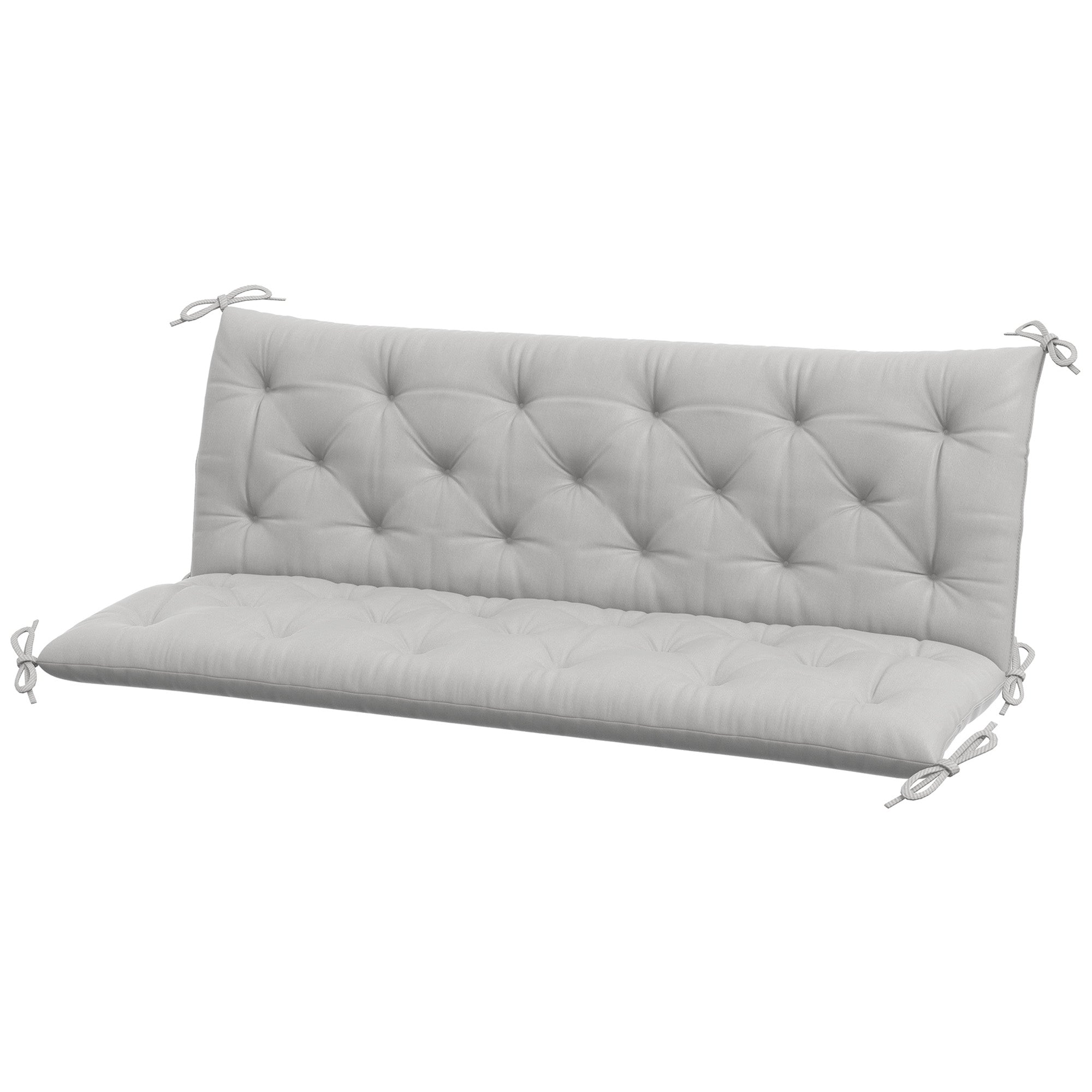 Outsunny 3-Seater Outdoor Bench Swing Chair Replacement Cushions for Patio Garden, Light Grey
