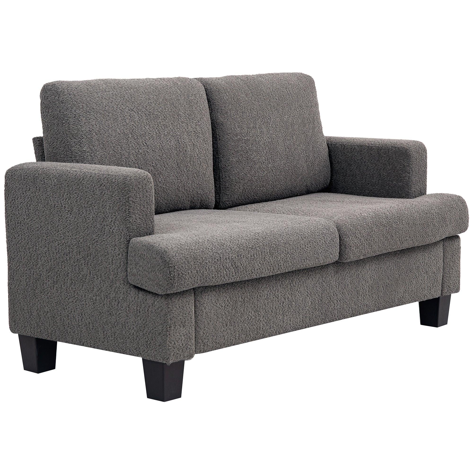 HOMCOM 54.3" Loveseat Sofa, 2 Seater Sofa with Removable Cushions, Small Couch with Solid Wood Frame for Living Room, Dark Grey