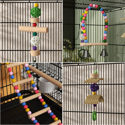 PawHut 43" Bird Cage with Rolling Stand, Toys, for Budgies Canaries Black