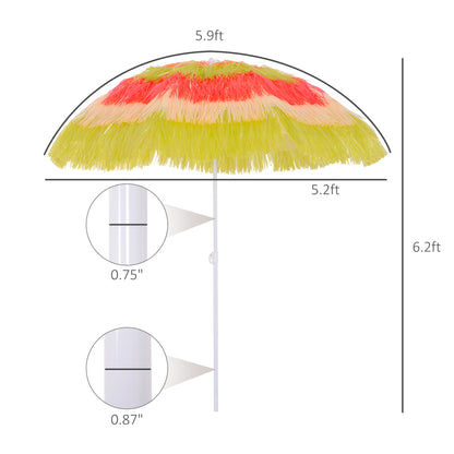 Outsunny 6FT Beach Umbrella Tilt Sunshade Height Adjustable Outdoor Market Patio Yard Crank Deck Sun Shade, Multi-color