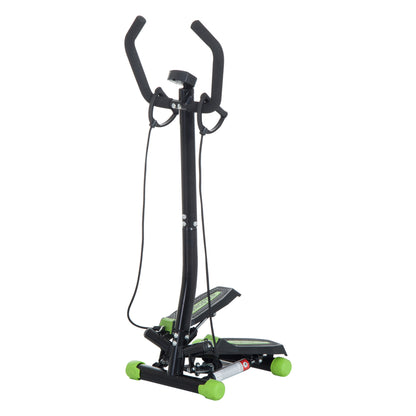 Soozier Adjustable Twist Stepper w/ LCD Monitor and Resistance Bands, Stair Stepper Aerobic Body Workout Fitness Machine for Home Gym