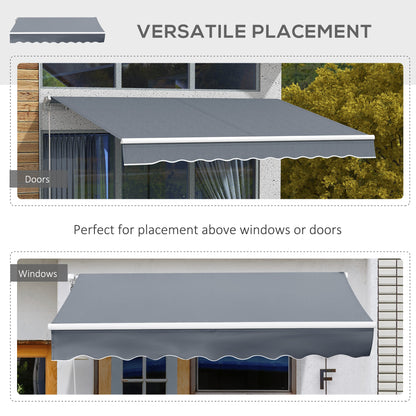 Outsunny 10' x 8' Manual Retractable Awning, Sunhade Shelter Canopy UV Protection for Window Door Patio Deck Yard, Dark Grey