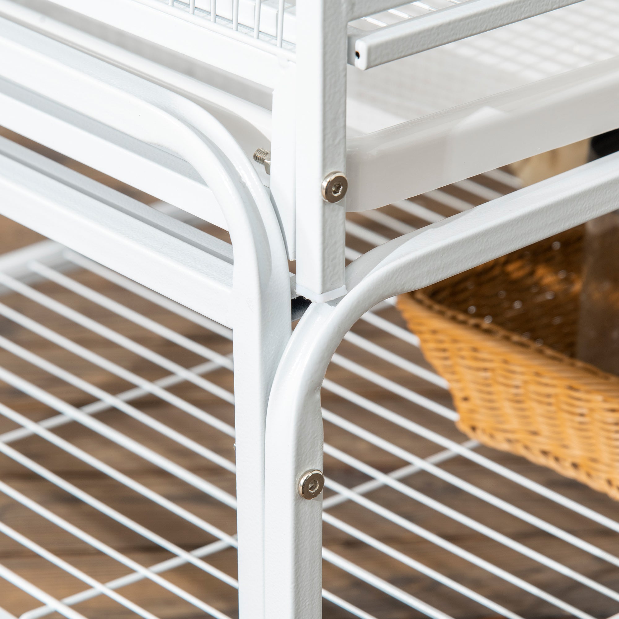 PawHut 71" Bird Cage with Wheels Perches, Ramp, Storage Shelf, Toys for Canaries, Finches, Cockatiels, Parakeets, White
