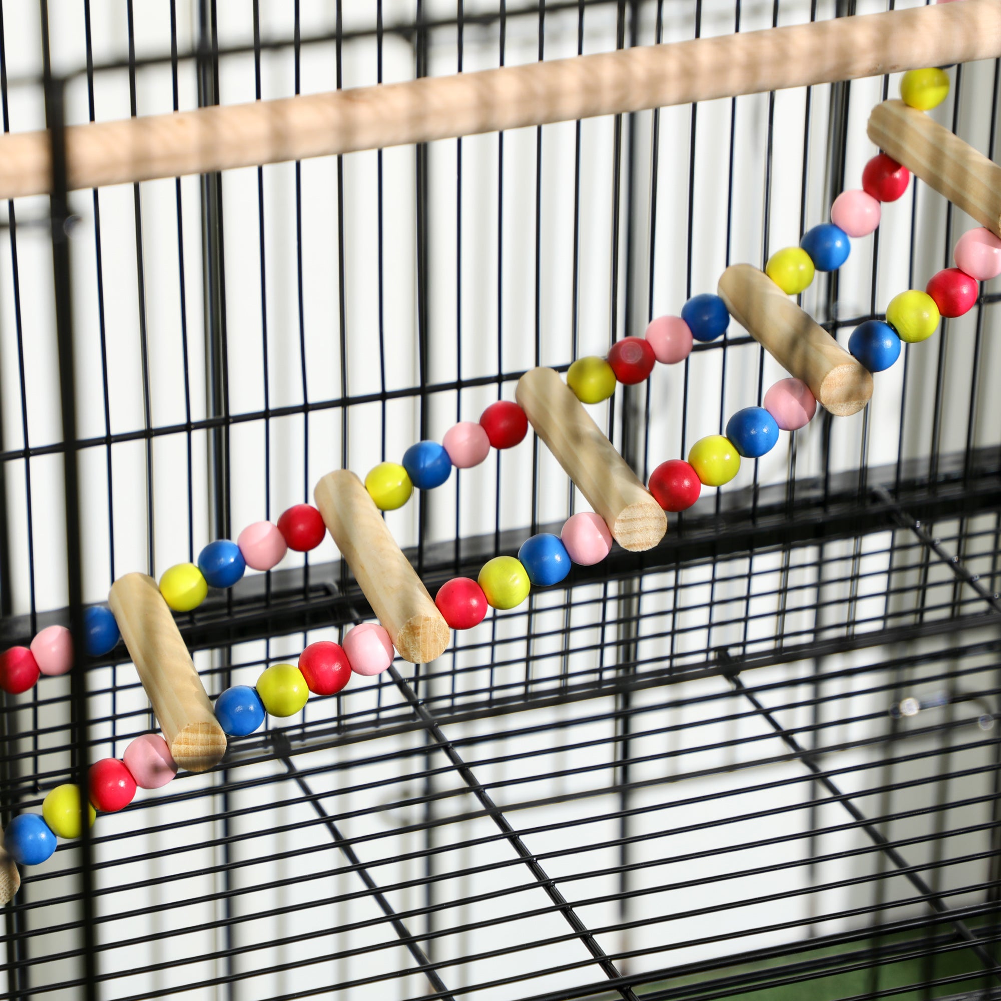 PawHut 52" Bird Cage with Rolling Stand, Toys, for Budgies Canaries Black