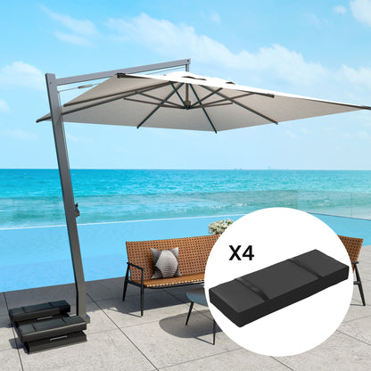 Outsunny 4PCS Patio Umbrella Base Weight Bag, Umbrella Stand Weights with Handles, 55 lbs with Sand Filling, Patio Umbrella Weights for Offset/Cantilever Umbrella Stand Base, Black