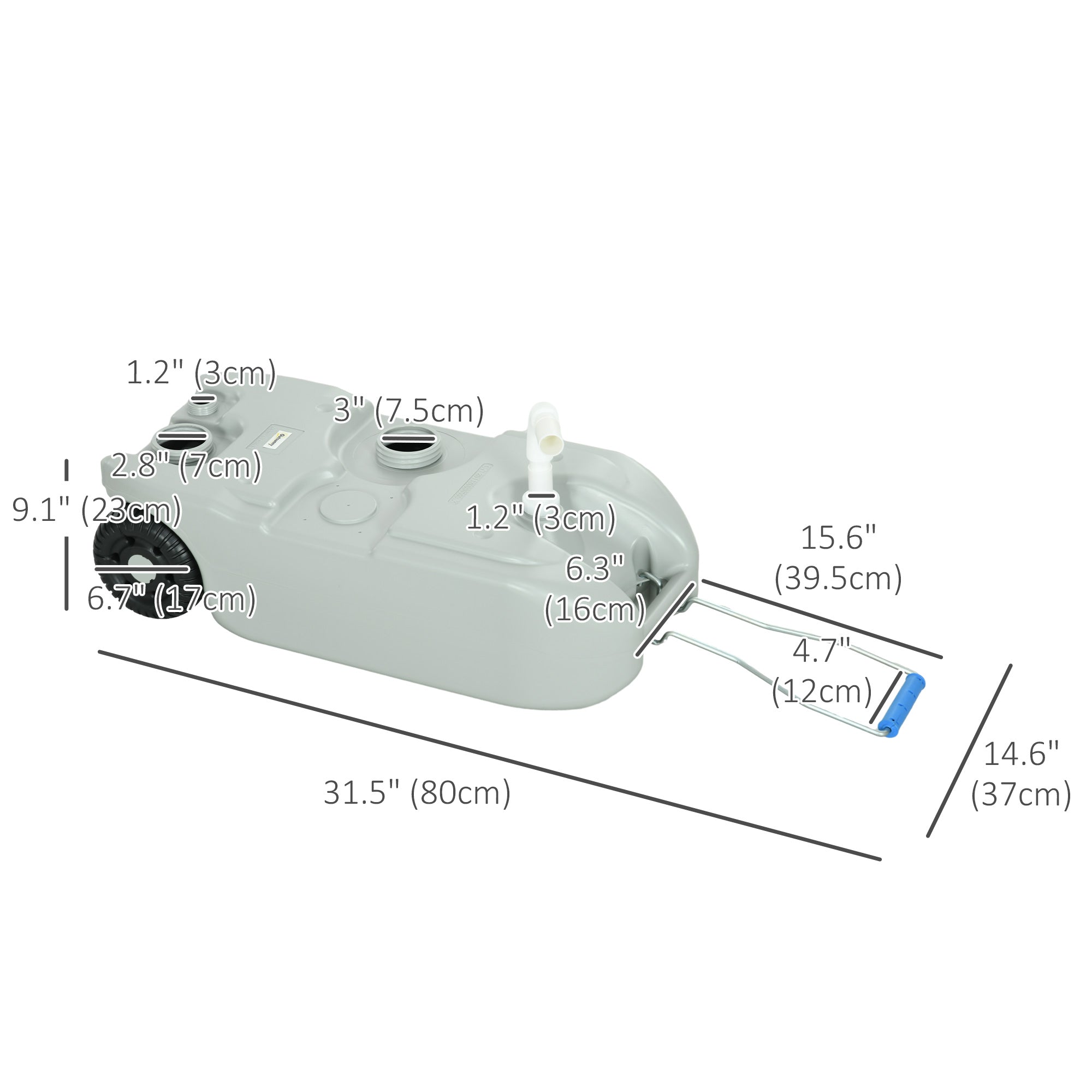 Outsunny 10.6 Gallon Portable RV Water Tank, Black or Grey Water Storage Tank, with Filling Ports, Handles and Wheels