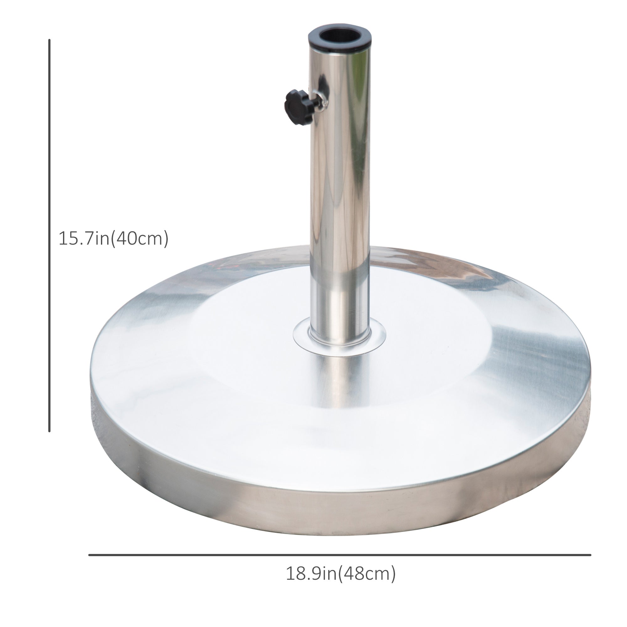 Outsunny 19" Round Patio Umbrella Stand, Stainless Steel Base Stand Holder, Silver