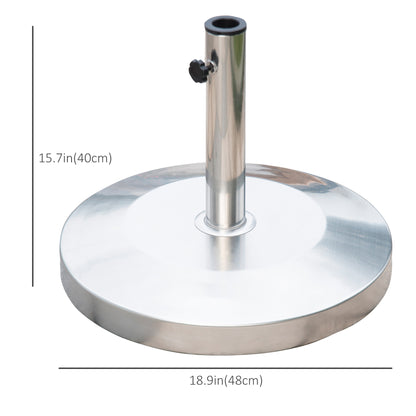 Outsunny 19" Round Patio Umbrella Stand, Stainless Steel Base Stand Holder, Silver
