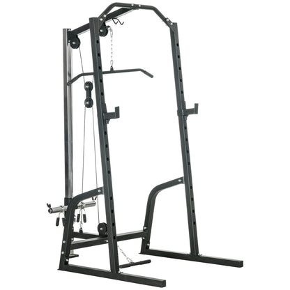 Soozier Power Cage Power Rack with 15-Level Squat Rack, Cable Pulley System, Pull up Stand and Push up Stand