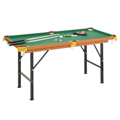 Soozier 54.3"L Mini Pool Table Portable Billiard Table Includes Cues, Ball, Chalk, Rack, for Kids
