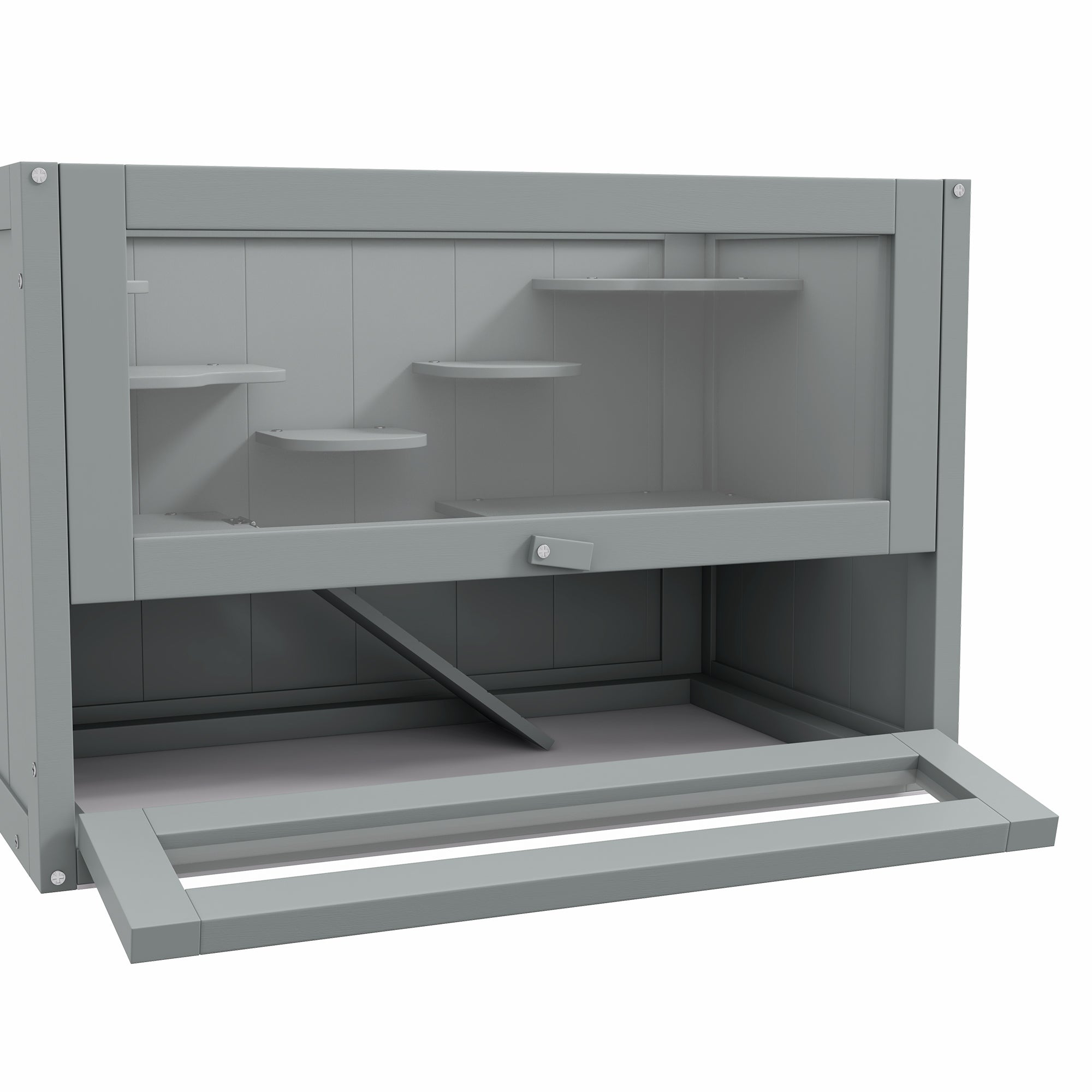 PawHut 24 Inch Hamster Cage, 2 Levels Small Animals Habitat Pet House with Openable Roof, Run Space, Platforms, Grey