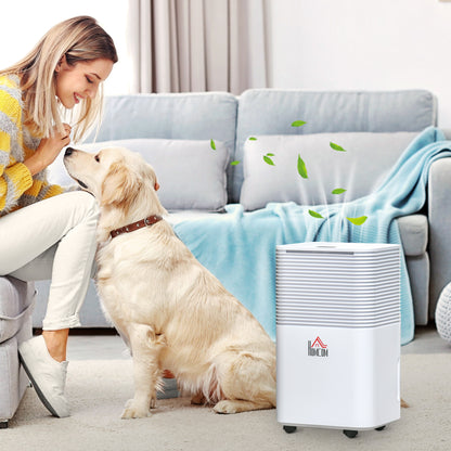 HOMCOM 1500 sq.Ft Portable Quiet Dehumidifier for Home Laundry Room Bedroom Basement, 25pt Electric Moisture Air De-Humidifier with 3 Modes