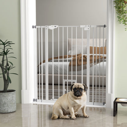 PawHut 41" Easy Open Indoor Dog Gates for Doorways, House, Stair - White