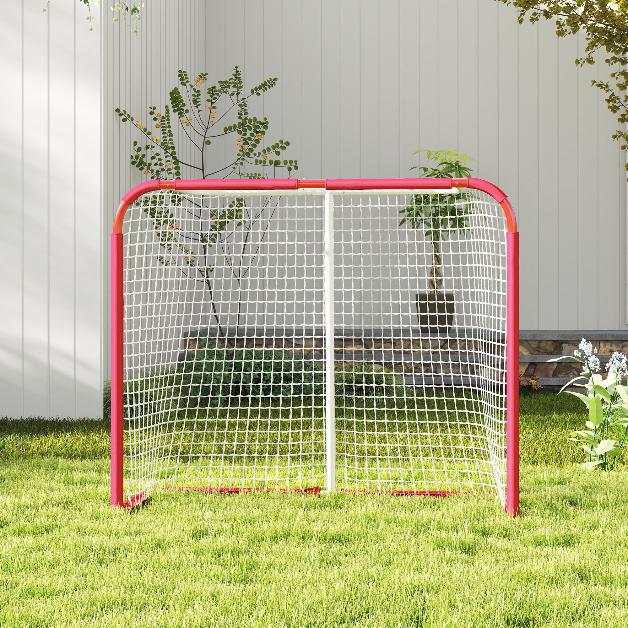 Soozier Hockey Net, Easy Set Up Hockey Goal with Steel Frame, PE Mesh, Outdoor Hockey Training Equipment for Garden, Backyard