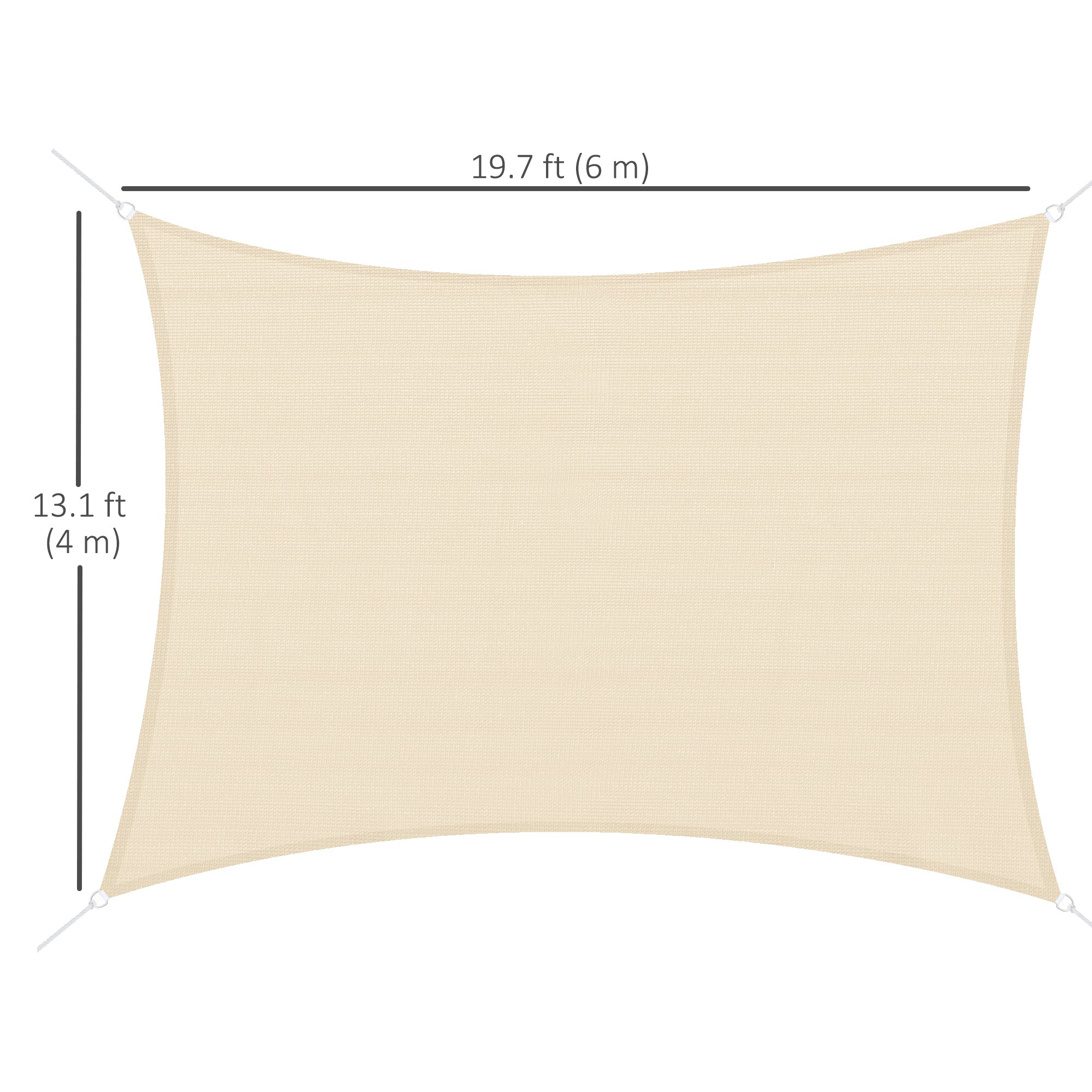 Outsunny Rectangle 13' x 20' Canopy Sun Sail Shade Garden Cover UV Protector Outdoor Patio Lawn Shelter with Carrying Bag (Cream White)