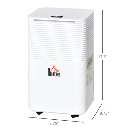 HOMCOM 1500 sq.Ft Portable Quiet Dehumidifier for Home Laundry Room Bedroom Basement, 25pt Electric Moisture Air De-Humidifier with 3 Modes
