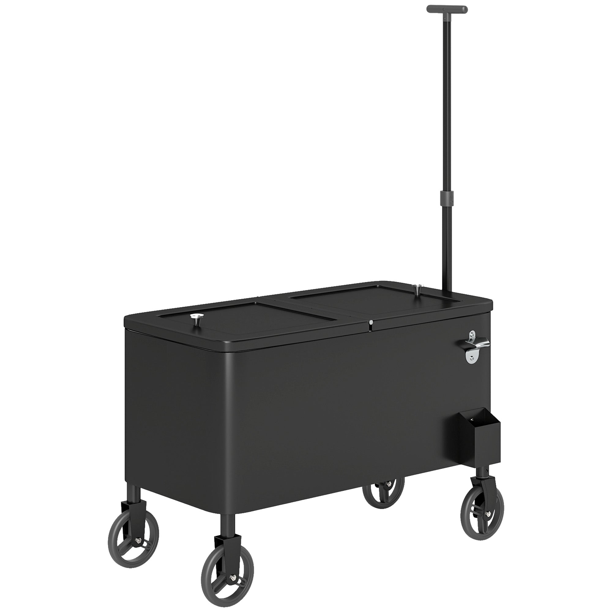 Outsunny 80-Qt Outdoor Patio Cooler Cart, Rolling Ice Chest with Adjustable Handle, Wheels, Bottle Opener, Drainage, Outdoor Beverage Cooler Bar Cart for Party BBQ Camping, Black