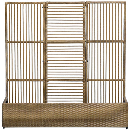 Outsunny Raised Garden Bed with Lattice Trellis, Rattan Outdoor Planter with Storage for Garden, Patio, Balcony, Sand Brown