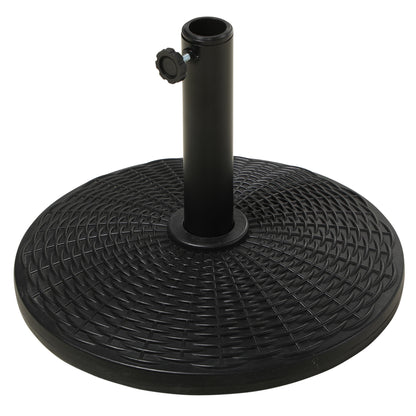 Outsunny 25 lbs Market Umbrella Base Holder 17.5" Round Parasol Stand with Rattan Design for Patio, Outdoor, Backyard, Black