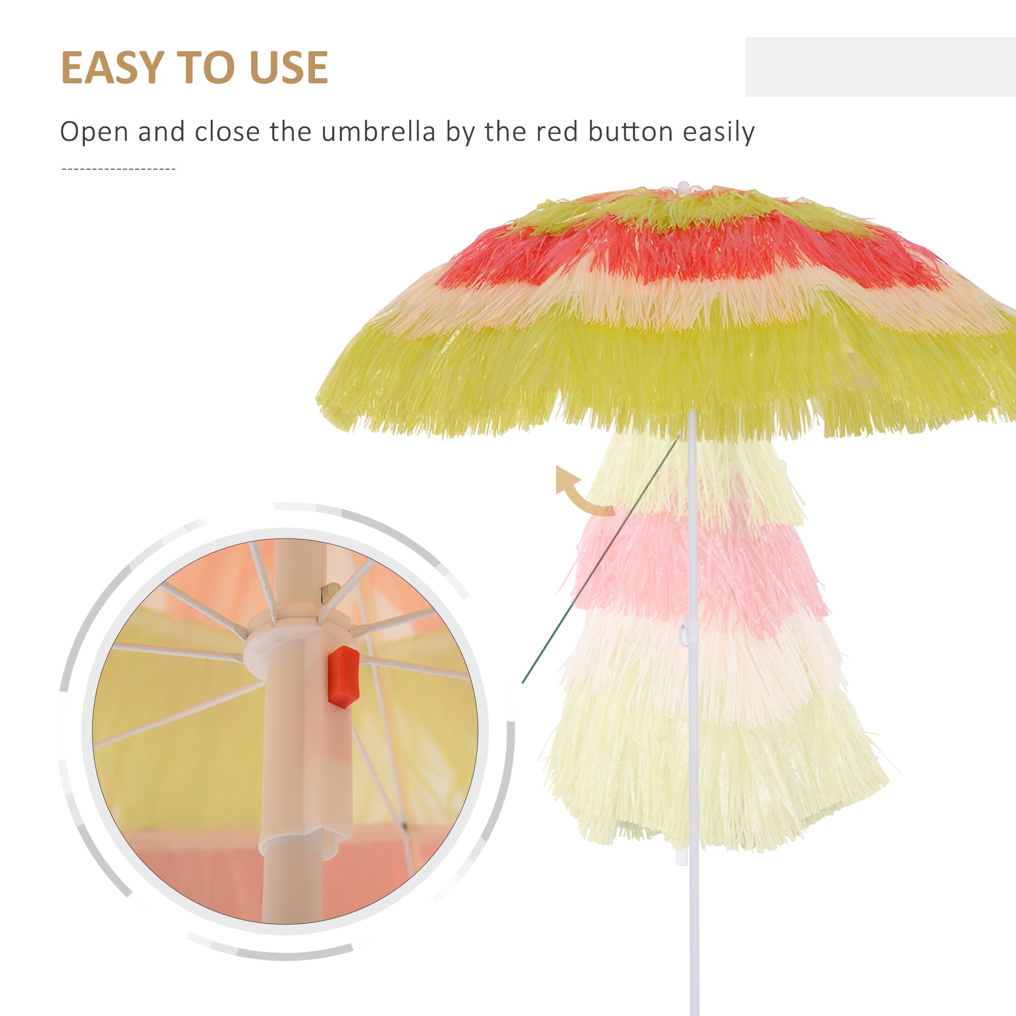 Outsunny 6FT Beach Umbrella Tilt Sunshade Height Adjustable Outdoor Market Patio Yard Crank Deck Sun Shade, Multi-color
