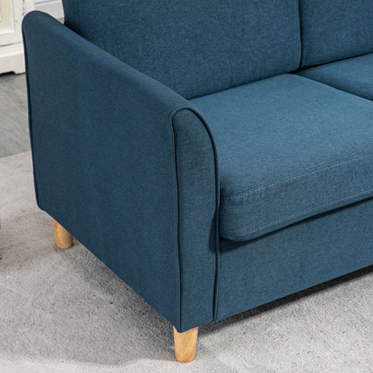 HOMCOM 2-Seat Sofa Two-Seater Couch with Armrests and Wood Legs for Living Room, Bedroom, Blue