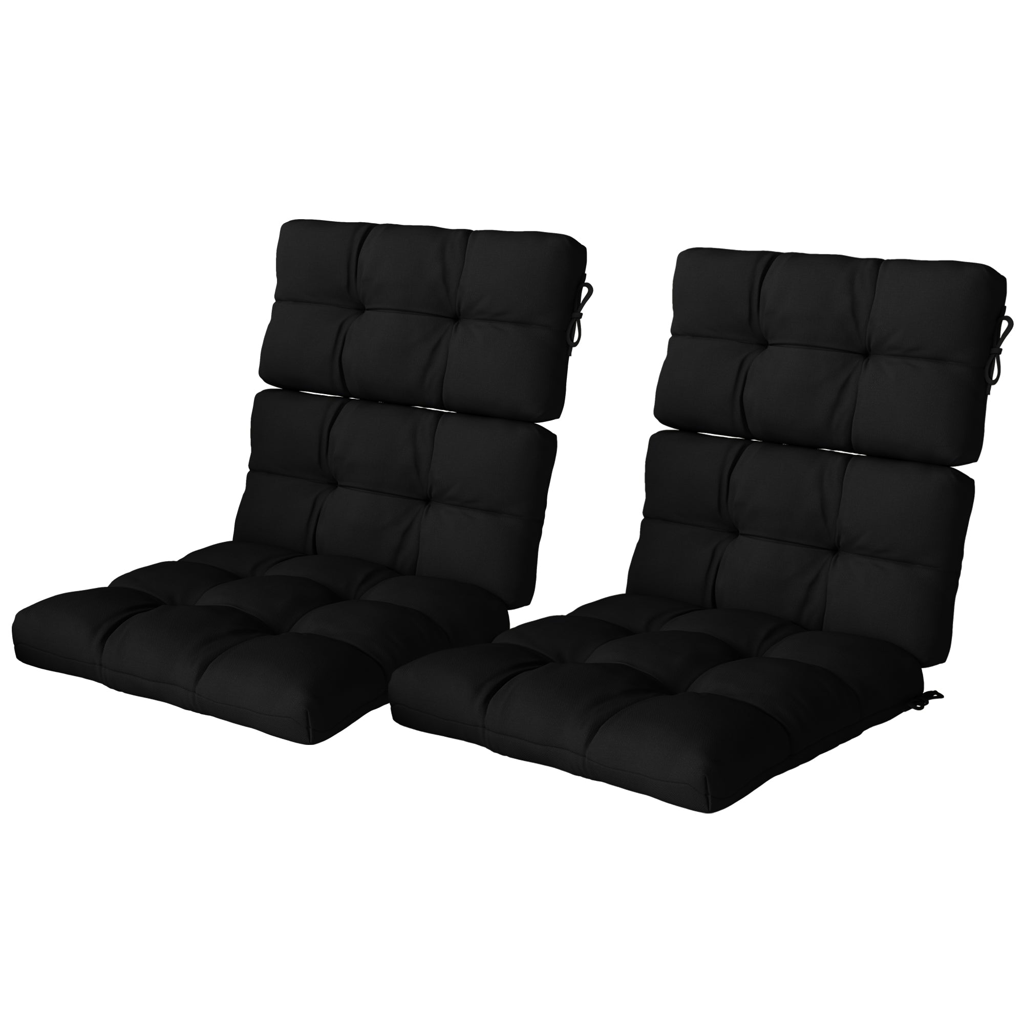 Outsunny 2-Piece Back Seat Cushion Replacement, Outdoor Patio Chair Cushions Set with Ties, Button Tufted, Black