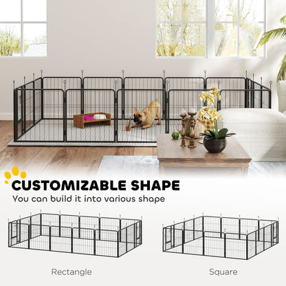 PawHut 16 Panels Dog Playpen with Straps, Portable & DIY, for Small Dogs, for Yard, RV, Camping, Garden, 24" Height
