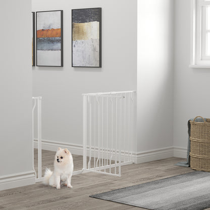 PawHut 30"- 57" Easy Install Pet Gate w/ Door & Double Locking System, Extra Wide Dog Gate for Stairs, Hallways, White