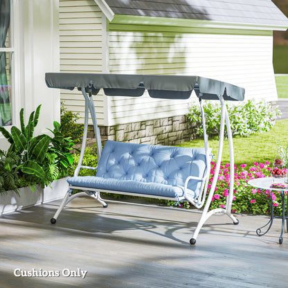 Outsunny 2 Seater Garden Bench Cushion, Thick Outdoor Non-Slip 2 Seater Soft Pad With Backrest for Garden Patio, 47" x 43" x 5", Light Blue