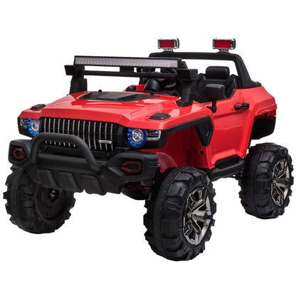 Aosom 2-Seater Kids Ride On Police Car, 12V 7AH Remote Control Police Truck Electric Car for Toddlers with LED Lights, Big Off-road Wheels, 4 Shock Absorbers, MP3, Storage, Red