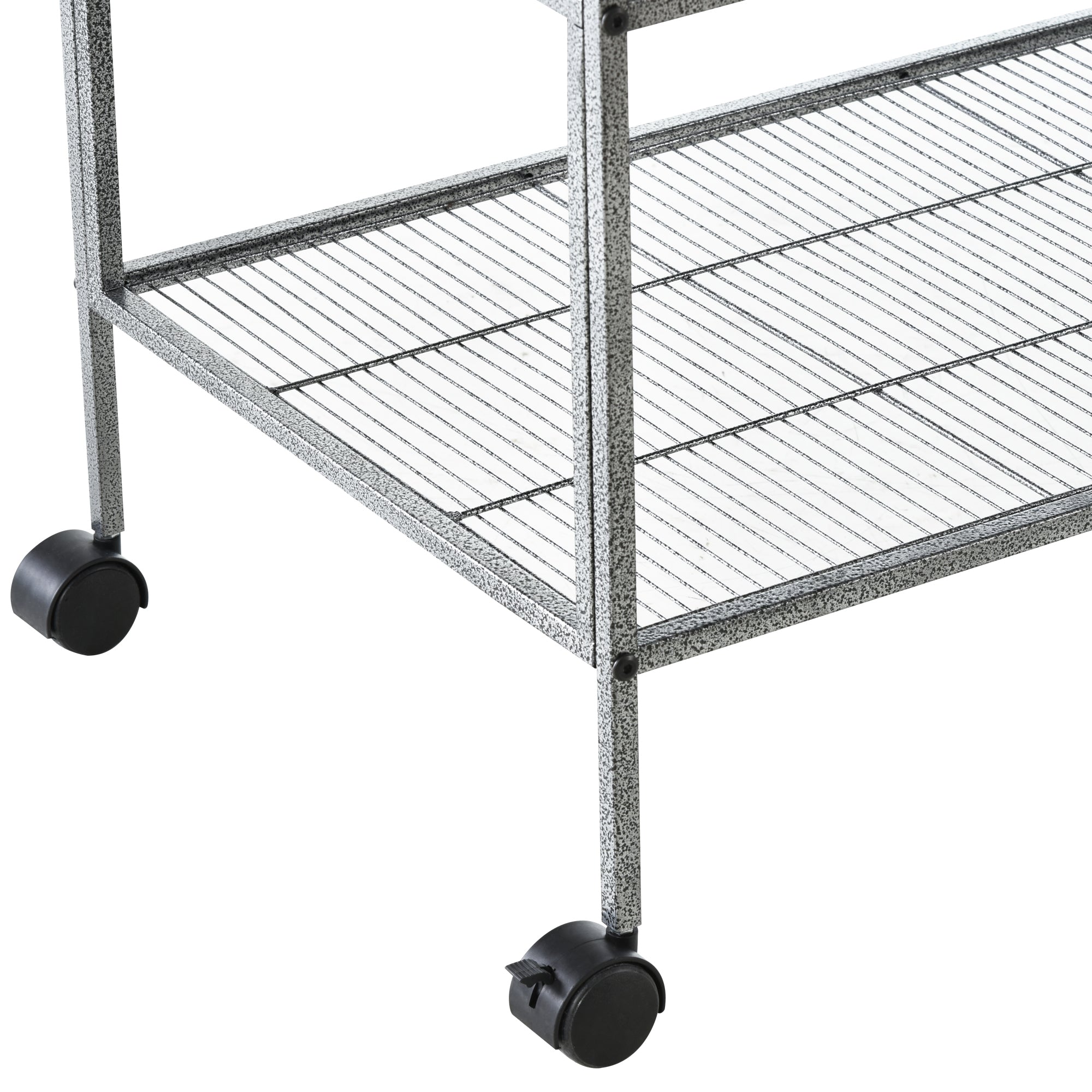 PawHut Large Double Rolling Metal Bird Cage Bird House w/ Removable Tray Storage Shelf