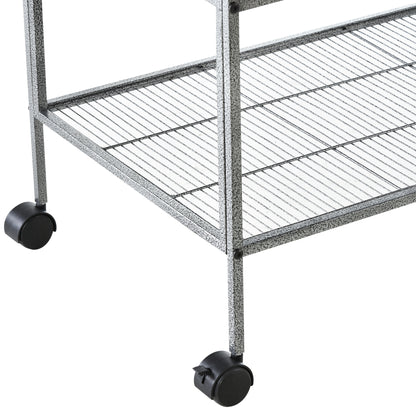 PawHut Large Double Rolling Metal Bird Cage Bird House w/ Removable Tray Storage Shelf