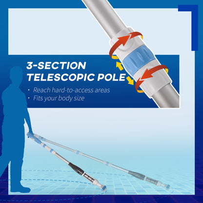 Outsunny Handheld Pool Vacuum, Cordless Pool Cleaner with Adjustable Pole and Brush Head for Above Ground & Inground Pools