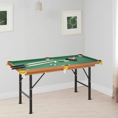 Soozier 54.3"L Mini Pool Table Portable Billiard Table Includes Cues, Ball, Chalk, Rack, for Kids