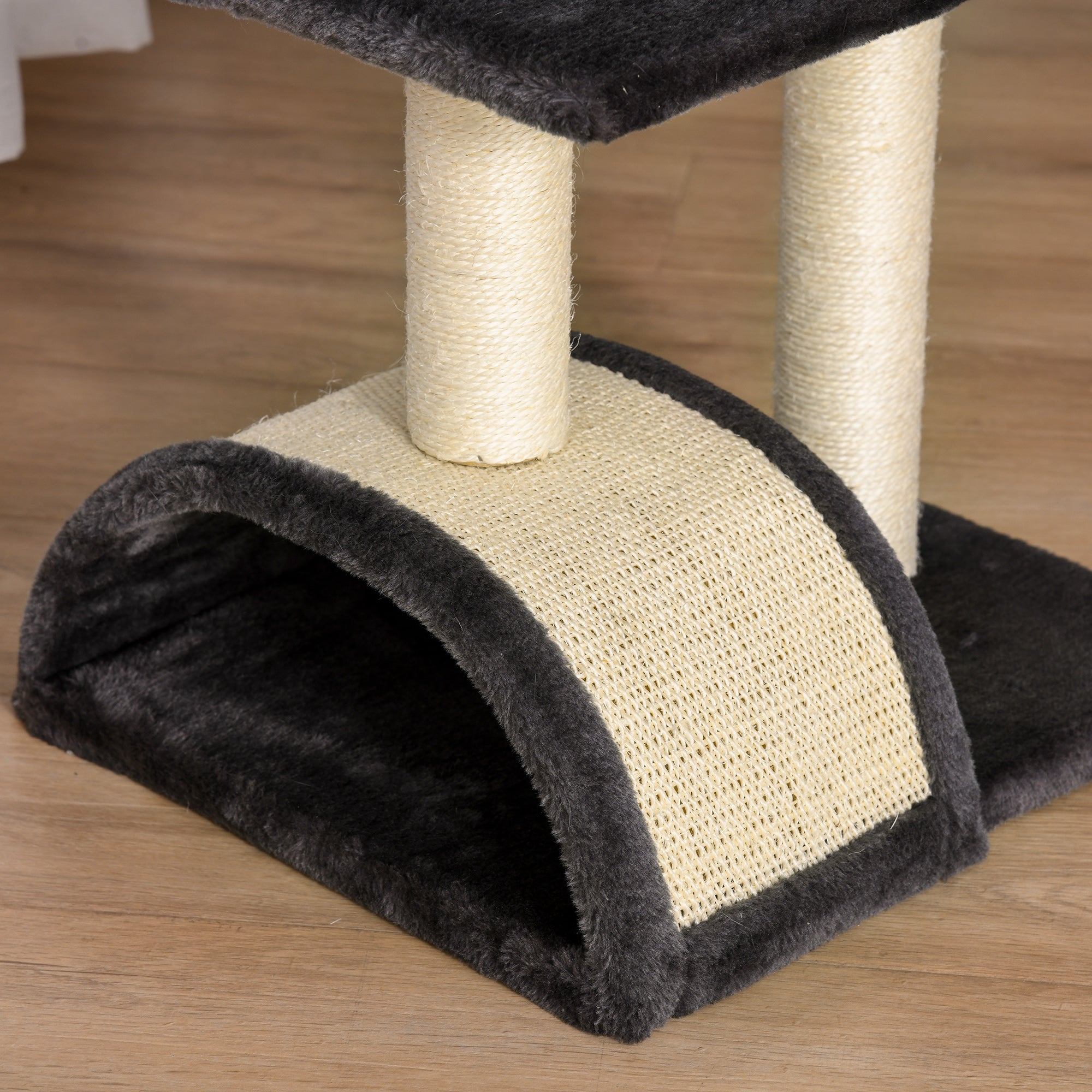PawHut 28" Cat Tree with Scratching Post, Pad, Toy Ball for Indoor Cats, Grey