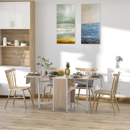 HOMCOM Multi-use Space Saving Folding Dining Table with Hideaway Shelves for Kitchen, Dining, Study and Office