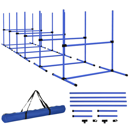 PawHut Set of 6 Dog Agility Training Equipment Adjustable Jump Bar Pet Exercise Kit with Carrying Bag (Blue)