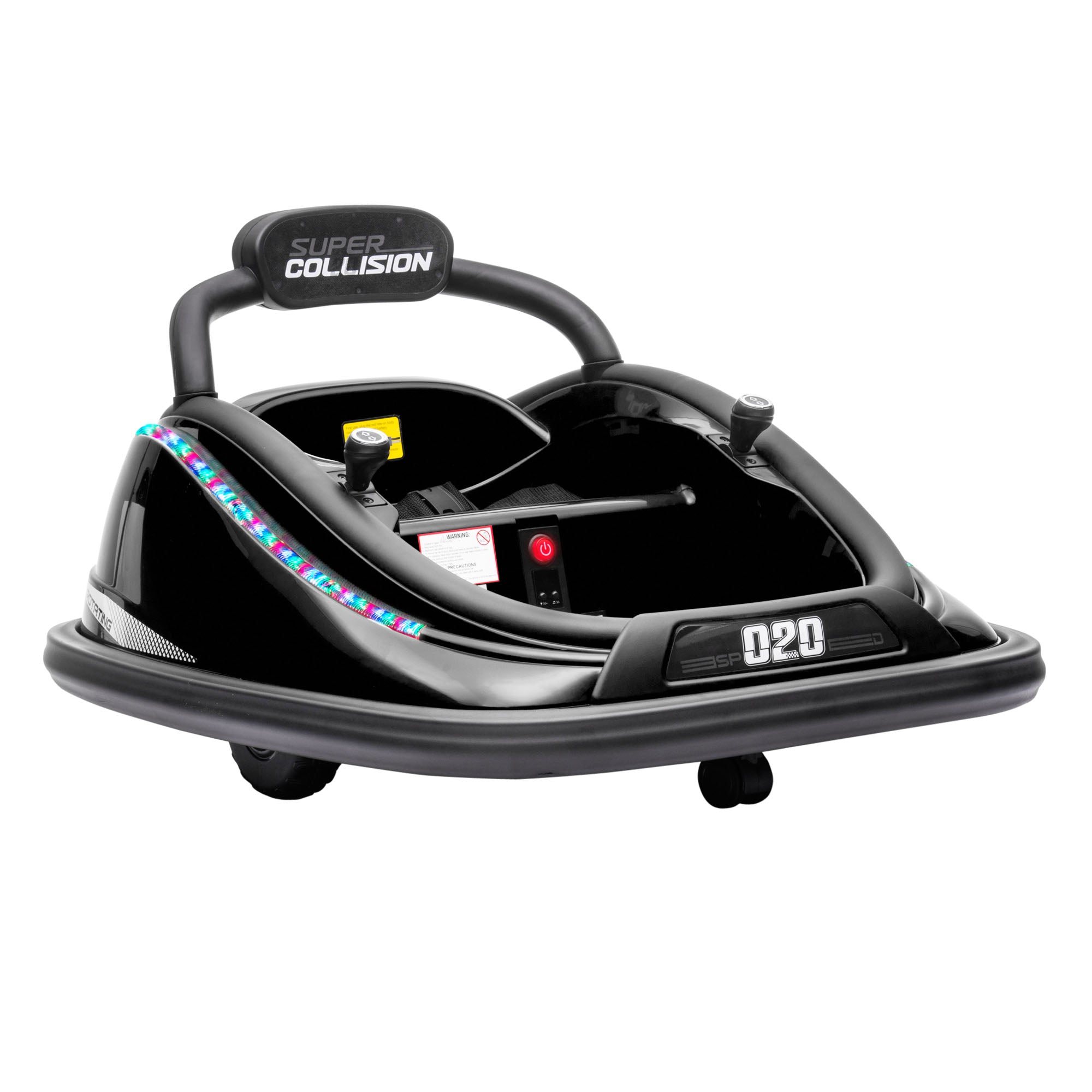 Aosom 12V Kids Bumper Car with Parent Remote Control, Safety Belt, Colorful LED Lights, for Boys and Girls, Black