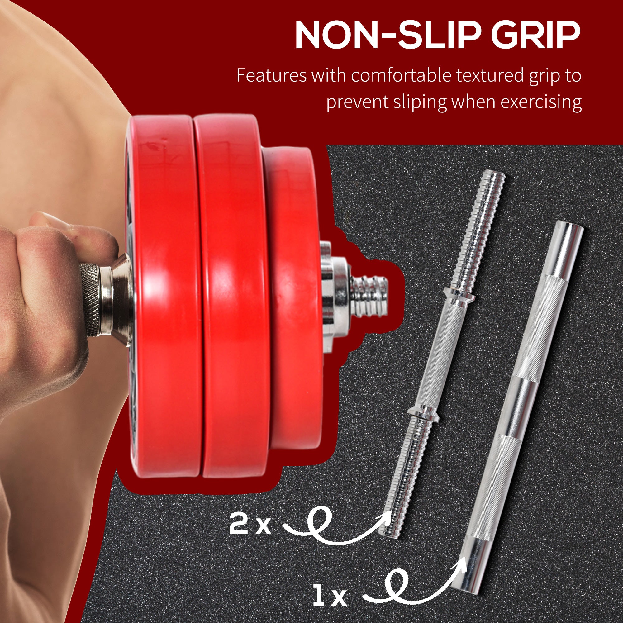 Soozier 66lbs 2-In-1 Dumbbell & Barbell Adjustable Set Strength Muscle Exercise Fitness Plate Bar Clamp Rod Home Gym Sports Area