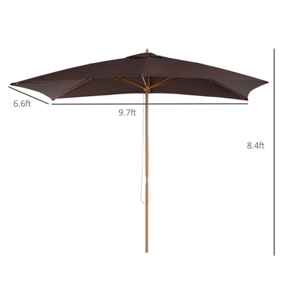 Outsunny Patio Umbrella Market Patio Sun Umbrella Rectangle Coffee