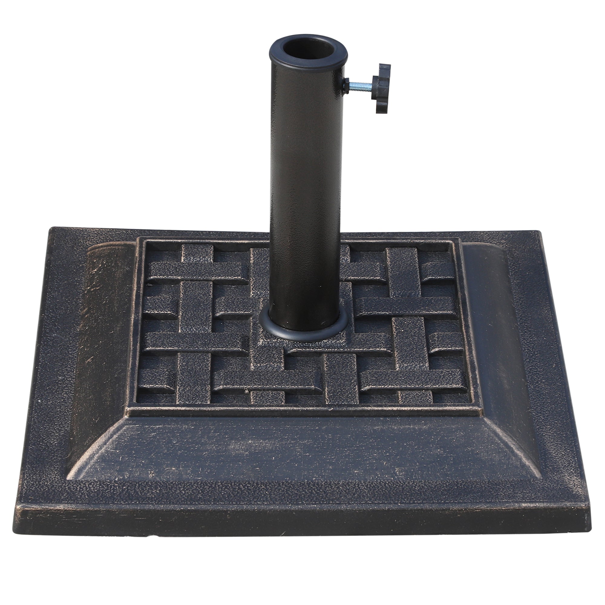 Outsunny 20 lbs Resin Patio Umbrella Stand Base Coated Pole Square Market Umbrella parasol Holder Bronze