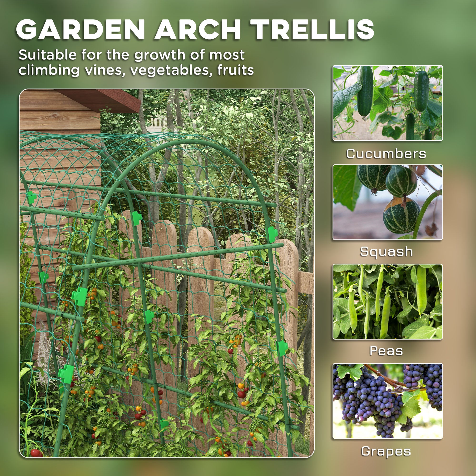 Outsunny Metal Garden Trellis, Arch Trellis for Climbing Plants Outdoor, A-Frame, with Climbing Net, 57" x 66" x 81"