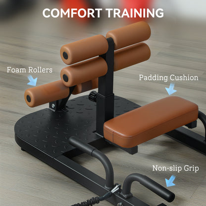 Soozier Foldable Sissy Squat Machine, Hip Thrust Machine with Push Up Stand, Multipurpose Glute Workout Equipment