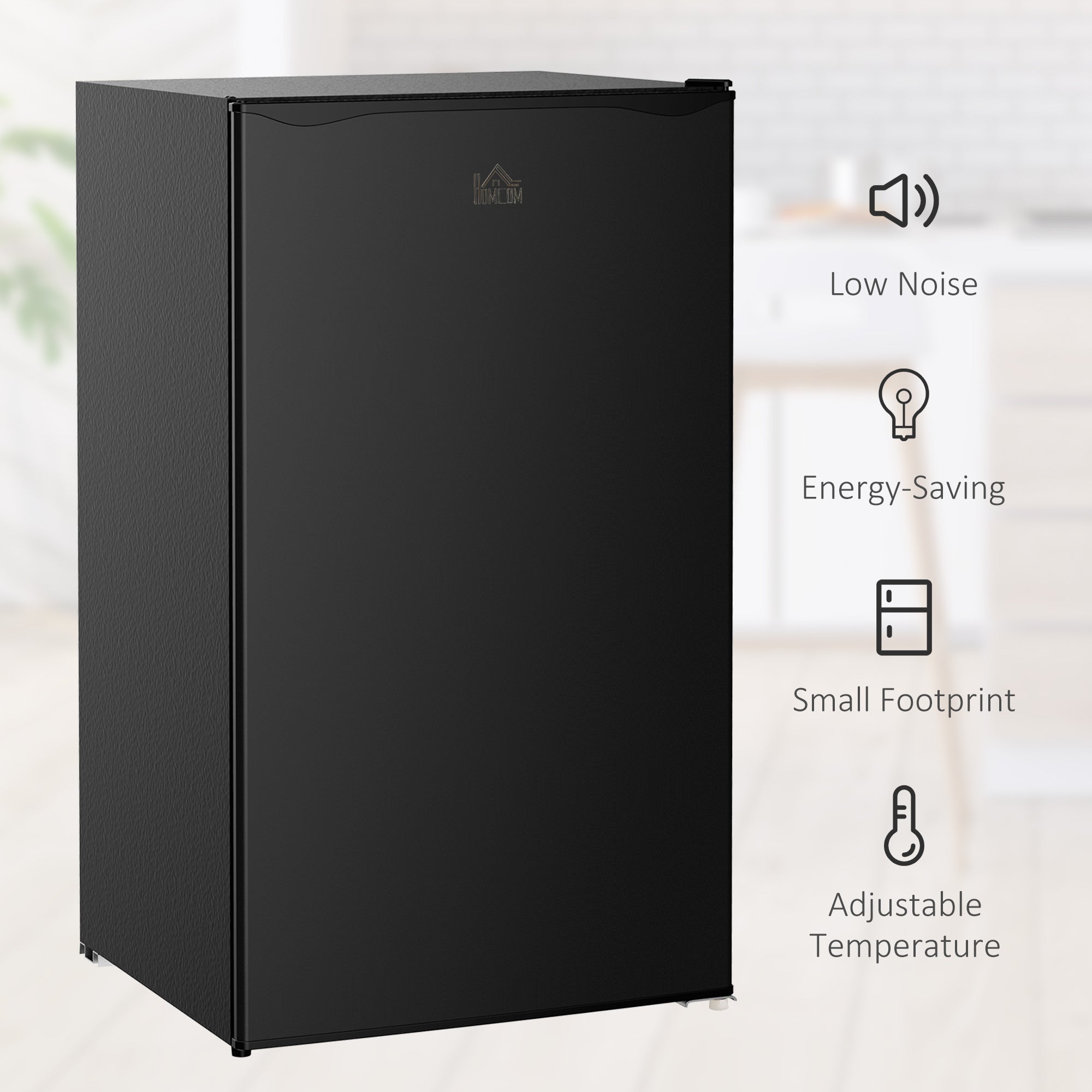HOMCOM Compact Refrigerator, Mini Fridge with Freezer, Adjustable Shelf, Mechanical Thermostat and Reversible Door, Black