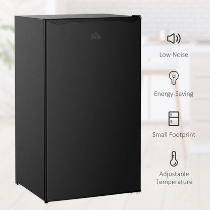 HOMCOM Compact Refrigerator, Mini Fridge with Freezer, Adjustable Shelf, Mechanical Thermostat and Reversible Door, Black