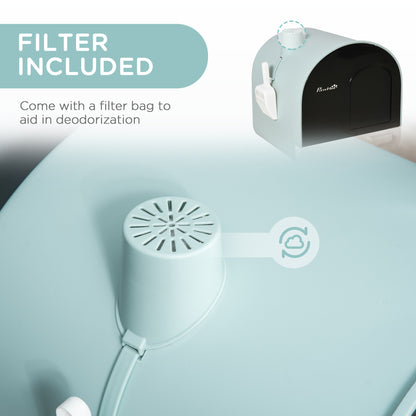 PawHut Cat Litter Box with Lid, Removable Tray, Scoop, Filter, Green