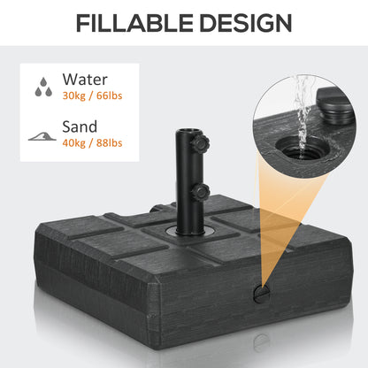 Outsunny Umbrella Stand for 1.2", 1.5" or 1.9" Umbrella Poles, Fillable Umbrella Base, Black